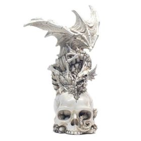 9.25"H Dragon on Skull Figurine Home Decor Gift