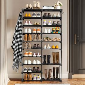 FCH double row 10 layers non-woven shoe rack iron pipe + PP pad + plastic 85.7*29.8*158cm black