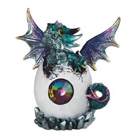 5"H Blue Dragon Baby Hatchling in Egg Figurine Home Decor Gift