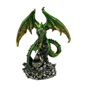 10.25"H LED Green Dragon with Icicle Figurine Home Decor Gift
