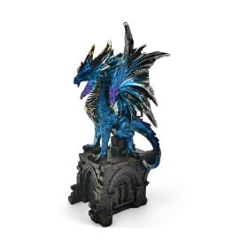 7"H Blue Dragon on Gate Figurine Home Decor Gift