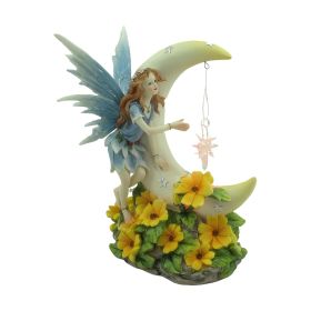 7.75"W Fairy on Moon with LED Figurine Home Decor Gift