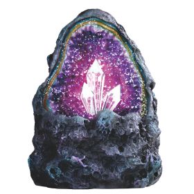 5"H Purple Faux Crystal Cave Rock Geode with LED Figurine Home Decor Gift