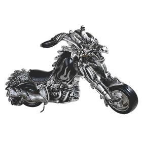 13"W Silver Dragon Motorcycle Figurine Home Decor Gift