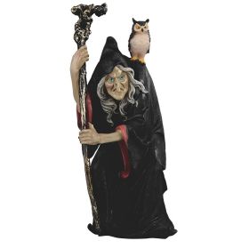 12.5"H Witch with Cane & Owl Figurine Home Decor Gift