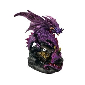 6.25"H Purple Dragon Guarding Treasure Figurine Home Decor Gift