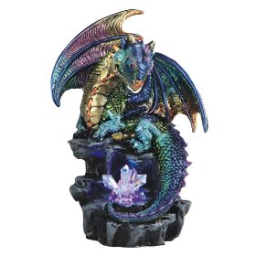 6.25"H Medieval Purple/Green Dragon with LED Light Up Faux Crystal Figurine Home Decor Gift