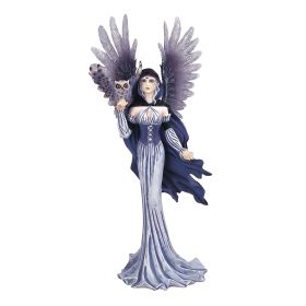 11.5"H Purple/Grey Fairy with Owl Figurine Home Decor Gift