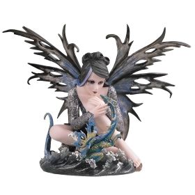 14"H Water Fairy with Dragon Baby Figurine Home Decor Gift