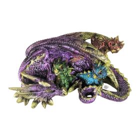 6.75"W Purple Dragon with Babies Figurine Home Decor Gift