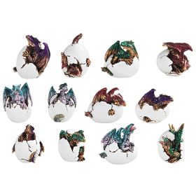 12-PC Colorful Dragon Baby in Egg 5"H Figurine Set Home Decor Gift