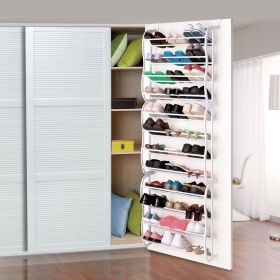 12-Shelf Over-the-Door Shoe Rack, Holds 36 Pairs, Heavy-Duty White Resin with Non-Slip Coated Steel, Easy Assembly, Clutter-Free Solution