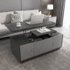 Modern Gray Multi-functional Rectangle Lift-top Coffee Table Extendable with Storage