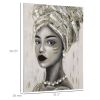 HOMCOM Hand-Painted Gold African Woman Canvas Wall Art for Home Decor 39.25 x 31.5