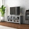 HOMCOM TV Cabinet Stand for TVs up to 58", Entertainment Center with Adjustable Shelves, 4 Glass Doors and 4 Cable Holes for Living Room, Gray