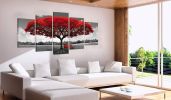 Canvas Wall Art Red Tree Picture Prints on Canvas Landscape Painting Modern Artwork Stretched and Framed Ready to Hang Canvas Art for Home Decor