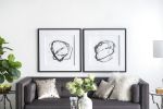 Set of 2 Modern Abstract Wall Art, Square Framed Wall Art, 31.5" x 31.5"