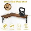 4 Pack Corner Floating Shelves, Rustic Wooden Wall Shelves with Triangular Metal Brackets - Sturdy Paulownia Wood (Up to 88lbs Capacity)