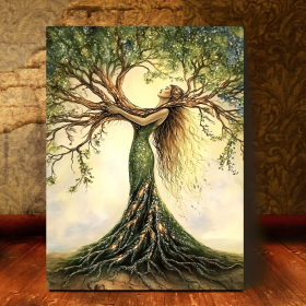 Room Decor 1pc Tree Of Life Canvas Art Print, Wooden Framed Nature-Inspired Wall Decor For Living Room, Bedroom, Office, Cafe - Unique Gift Idea, (Option: 12x18inch)