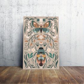 1pcs Modern Classic Wood Frame Canvas Wall Decor With Plant Flower & Butterfly Print, Girls Bedroom Wrap Canvas Painting, Animal Nature Digital A (Option: 12x18inch)