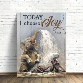 1pcs Canvas Painting With Wood Frame, Ready To Hang, Funny Elephant Bathroom Cute Elephant Wild Animal Wall Art Print For Home Decoration, Living (Option: 24x18inch)
