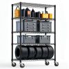 Steel Storage Shelving 5-Tier Utility Shelving Unit Steel Organizer Wire Rack with Wheels for Home,Kitchen,Office,Garage, 1750 LBS Capacity 17.7" D x