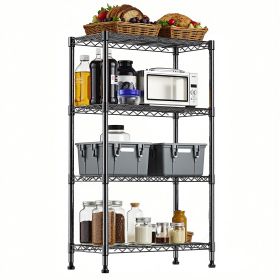 1000 lbs Storage Shelving Steel Heavy Duty 4-Tier Utility Shelving Unit Steel Organizer Wire Rack for Home,Kitchen,Office,Chrome (13.7" D x 29.5" W x (Color: Black)