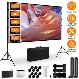 100-120" Portable Projector Screen with Stand, Foldable & Anti-Crease, HD 4K Movie Screen for Outdoor/Indoor Use, Home Theater, Parties & Business Pre (size: 100")