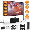 100-120" Portable Projector Screen with Stand, Foldable & Anti-Crease, HD 4K Movie Screen for Outdoor/Indoor Use, Home Theater, Parties & Business Pre