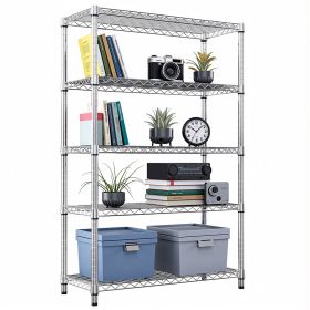Steel Storage Shelving 5-Tier Utility Shelving Unit Steel Organizer Wire Rack for Home,Kitchen,Office,Garage, 1750 LBS Capacity 17.7" D x 47.2" W x 72 (Color: Chrome)