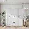 Doors Bedroom Armoire Wardrobe Closet Cabinet, Wardrobe Closet with Hanging Rod, Wood Closet Wardrobe for Large Storage, Armoires and Wardrobes with D