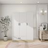 Doors Bedroom Armoire Wardrobe Closet Cabinet, Wardrobe Closet with Hanging Rod, Wood Closet Wardrobe for Large Storage, Armoires and Wardrobes with D