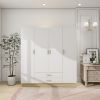 Doors Bedroom Armoire Wardrobe Closet Cabinet, Wardrobe Closet with Hanging Rod, Wood Closet Wardrobe for Large Storage, Armoires and Wardrobes with D
