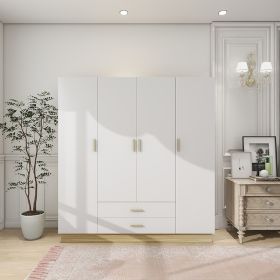 Doors Bedroom Armoire Wardrobe Closet Cabinet, Wardrobe Closet with Hanging Rod, Wood Closet Wardrobe for Large Storage, Armoires and Wardrobes with D (Color: YG-37)