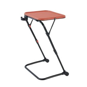 Adjustable Folding TV Tray With Cup Holder 20.87"W x 14.76"D x 27.76"H (Color: Red)