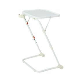 Adjustable Folding TV Tray With Cup Holder 20.87"W x 14.76"D x 27.76"H (Color: White)