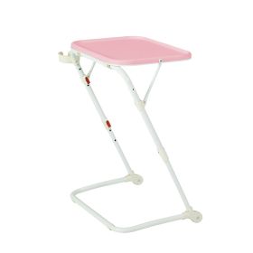 Adjustable Folding TV Tray With Cup Holder 20.87"W x 14.76"D x 27.76"H (Color: Pink)