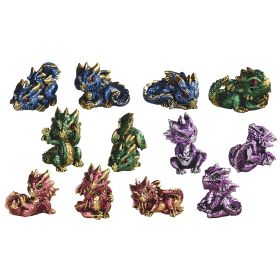 12-PC Medieval Miniature Dragons in Different Poses and Color 2.25"H Figurine Set Home Decor Gift (Model: GSC7871900)