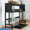 Dish Drying Rack, 3-Tier Over Sink Dish Drying Rack, 33.5" Over Sink Dish Rack for Small Kitchen, Space-Saving Dish Rack with Cover, Baskets, Utensil,