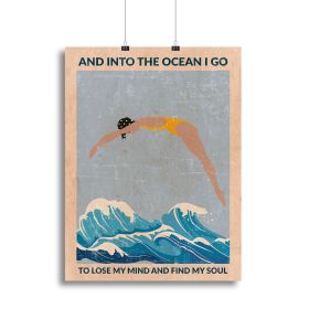 Into the Ocean blue Standard Wall Art Canvas Print or Poster (Type: Poster Print, size: 32" x 24" / 80cm x 60cm approx)