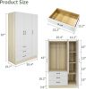 Doors Bedroom Armoire Wardrobe Closet Cabinet, Wardrobe Closet with Hanging Rod, Wood Closet Wardrobe for Large Storage, Armoires and Wardrobes with D
