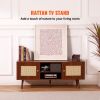 VEVOR Rattan TV Stand, Boho TV Cabinet for 55 inch TV, Mid Century Modern TV Stand, Rattan TV Console with Adjustable Shelfs for Living Room, Media Ro