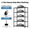 Steel Storage Shelving 5-Tier Utility Shelving Unit Steel Organizer Wire Rack with Wheels for Home,Kitchen,Office,Garage, 1750 LBS Capacity 17.7" D x