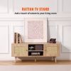 VEVOR Rattan TV Stand, Boho TV Cabinet for 55 inch TV, Mid Century Modern TV Stand, Rattan TV Console with Adjustable Shelfs for Living Room, Media Ro