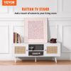 VEVOR Rattan TV Stand, Boho TV Cabinet for 55 inch TV, Mid Century Modern TV Stand, Rattan TV Console with Adjustable Shelfs for Living Room, Media Ro