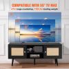 VEVOR Rattan TV Stand, Boho TV Cabinet for 55 inch TV, Mid Century Modern TV Stand, Rattan TV Console with Adjustable Shelfs for Living Room, Media Ro