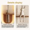 Adjustable 3-Color LED Sandstone Wall Decor with Simulated Green Plants - 3D Art Sculpture, Glass Vase & Rabbit Statue, Remote Control Light Strips fo