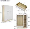 Doors Bedroom Armoire Wardrobe Closet Cabinet, Wardrobe Closet with Hanging Rod, Wood Closet Wardrobe for Large Storage, Armoires and Wardrobes with D