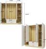Doors Bedroom Armoire Wardrobe Closet Cabinet, Wardrobe Closet with Hanging Rod, Wood Closet Wardrobe for Large Storage, Armoires and Wardrobes with D