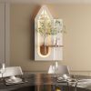 Adjustable 3-Color LED Sandstone Wall Decor with Simulated Green Plants - 3D Art Sculpture, Glass Vase & Rabbit Statue, Remote Control Light Strips fo
